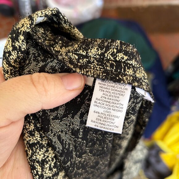 LOFT Sheath Dress Womens Size 6 Gold Black Rear Zip LBD Tapestry - Picture 8 of 8